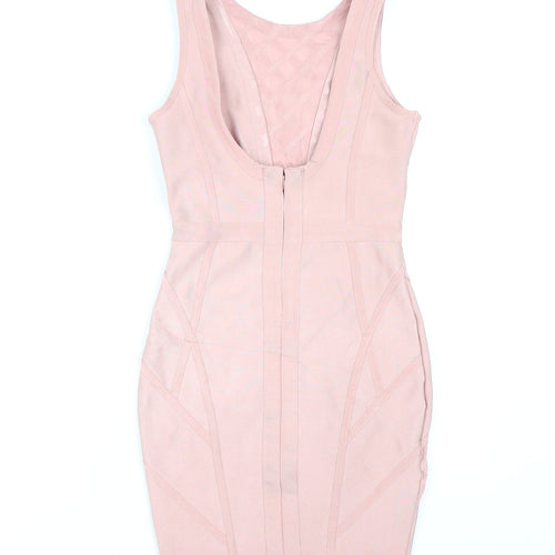 Missguided Women Pink Size 6 Bodycon Scoop Neck Sleeveless Dress