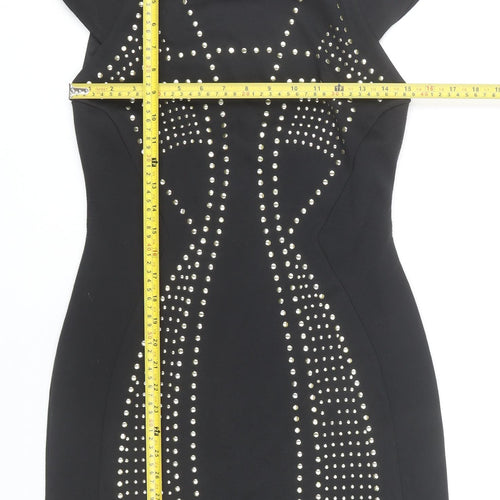 Amy Childs Women's Black Studded Bodycon Party Dress Size 10