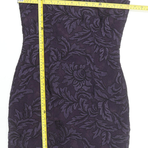 Jacques Vert Petite Purple Floral Lace Sheath Dress UK 8