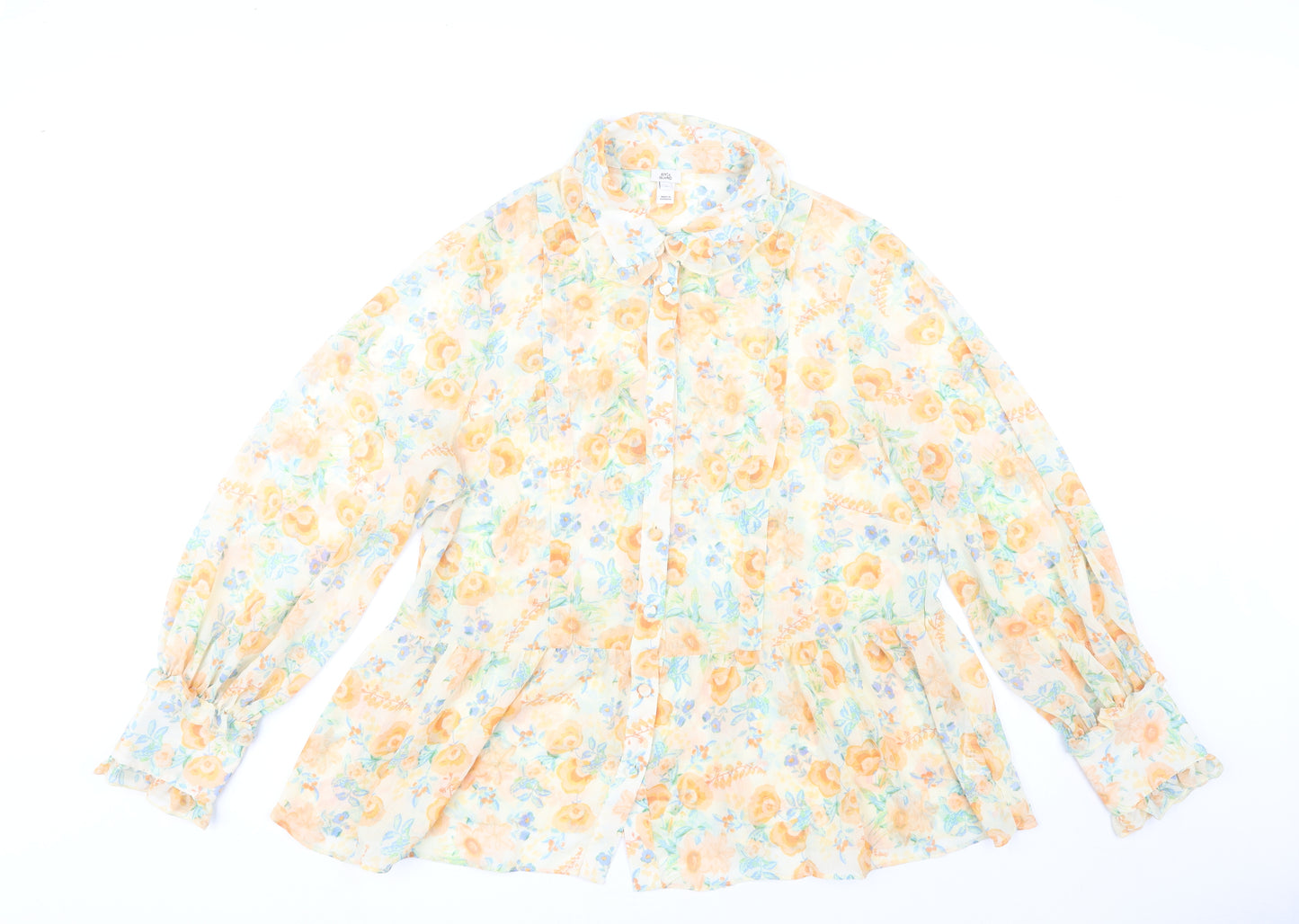 River Island Women’s Multicoloured Floral Chiffon Blouse UK 16