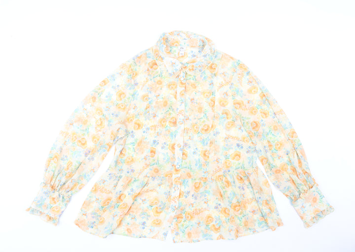 River Island Women’s Multicoloured Floral Chiffon Blouse UK 16