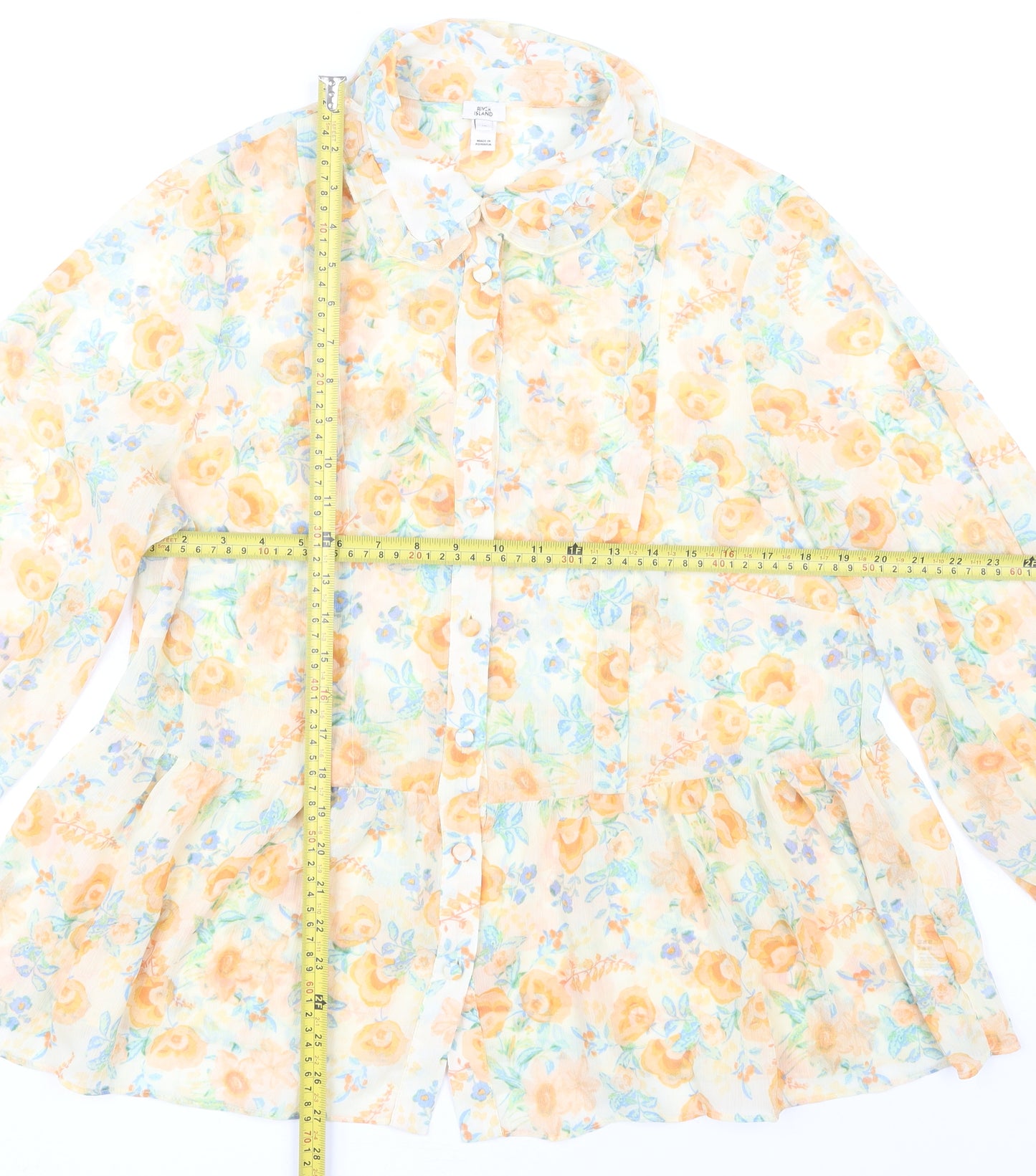 River Island Women’s Multicoloured Floral Chiffon Blouse UK 16
