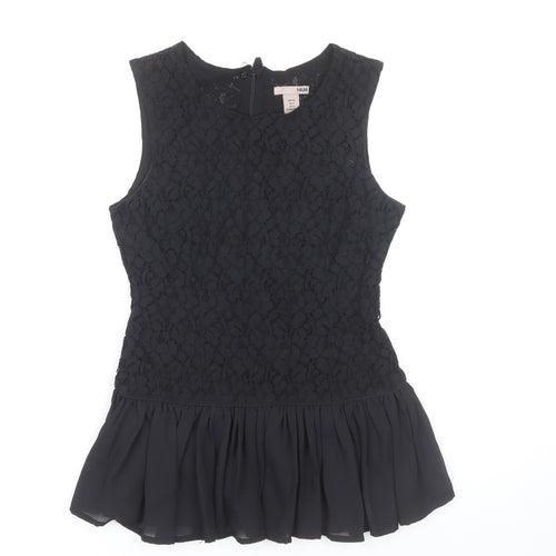 H&M Women's Black Lace Peplum Blouse Sleeveless Size 6