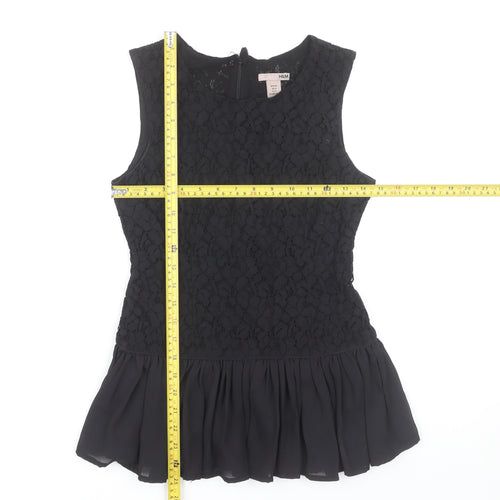 H&M Women's Black Lace Peplum Blouse Sleeveless Size 6