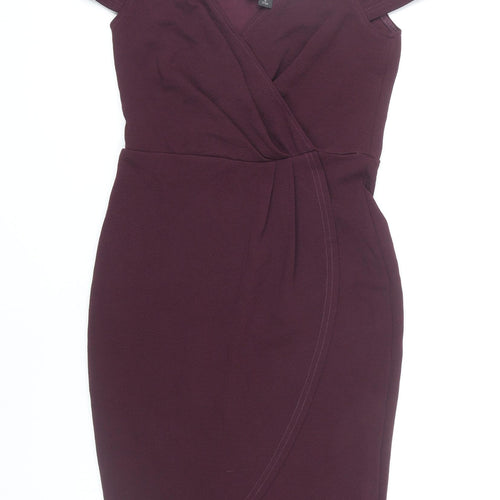 AX Paris Women’s Purple Cold Shoulder Bodycon Dress Size 10 Partywear