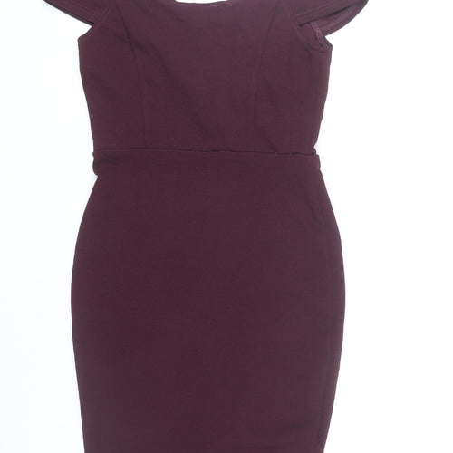 AX Paris Women’s Purple Cold Shoulder Bodycon Dress Size 10 Partywear