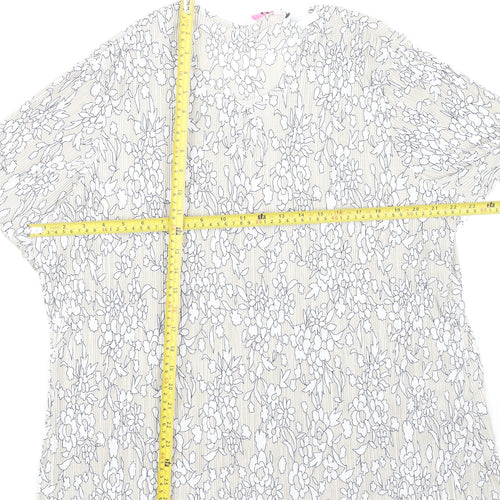 Julipa Women's Ivory Floral Blouse UK 26 Plus Size Short Sleeve V-Neck