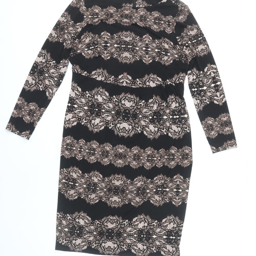 Marks and Spencer Women’s Black Floral Bodycon Dress Size 14