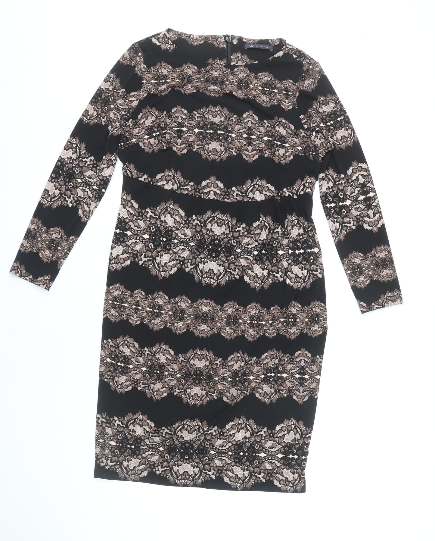 Marks and Spencer Women’s Black Floral Bodycon Dress Size 14
