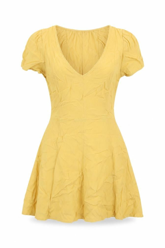 Miss Selfridge Women’s Yellow Fit & Flare Short Dress Size 4 Summer