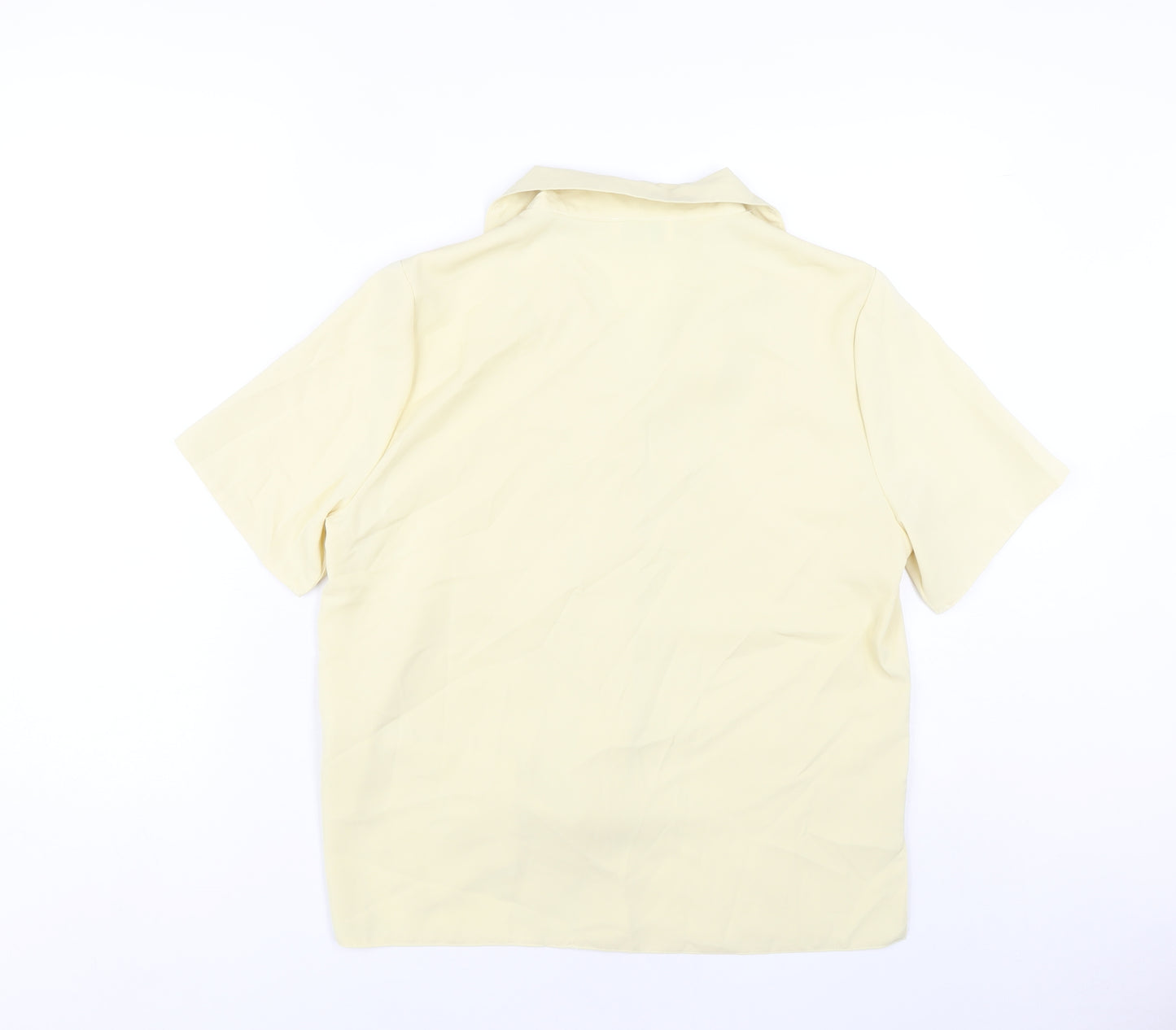 Anamor Women Beige Short Sleeve Collared Button-Up Shirt Size 14