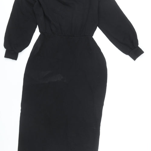 ASOS Design Women’s Black Cotton Midi Bodycon Dress Size 10