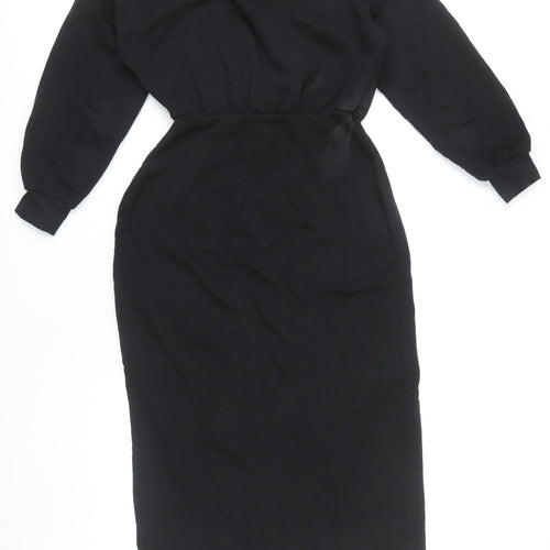 ASOS Design Women’s Black Cotton Midi Bodycon Dress Size 10