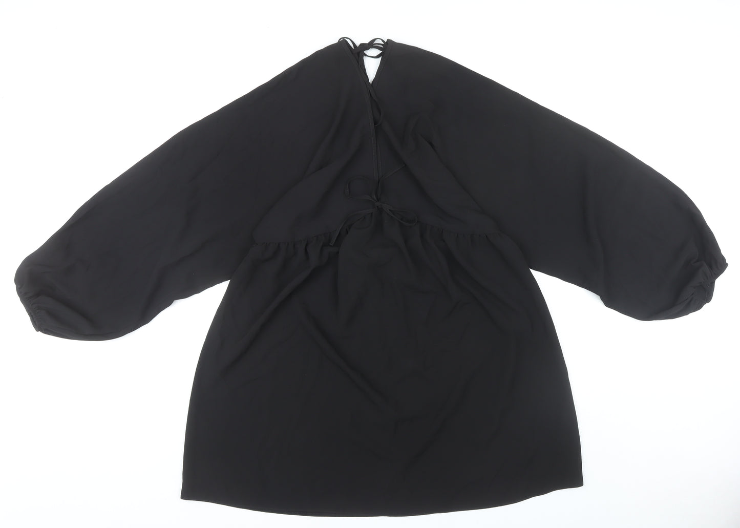 ASOS DESIGN Women’s Black Puff Sleeve Tie Back Dress Size 14