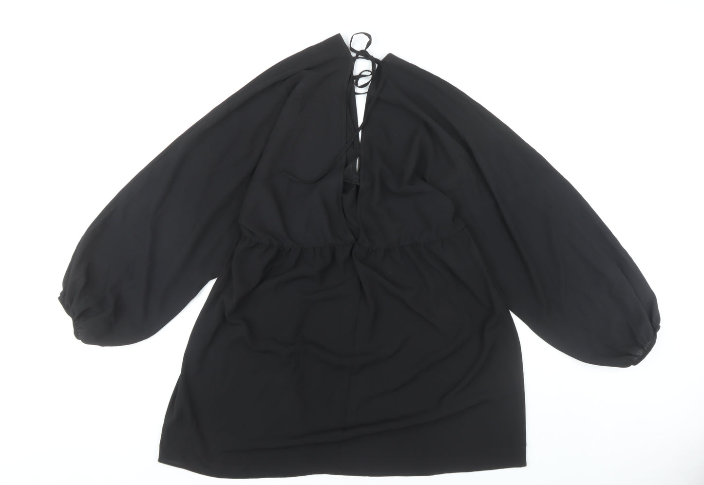 ASOS DESIGN Women’s Black Puff Sleeve Tie Back Dress Size 14