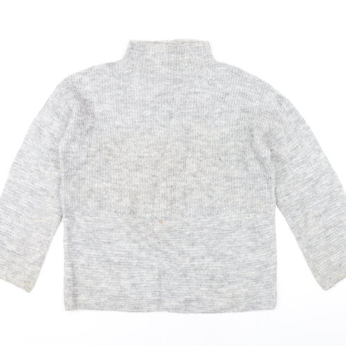 Next Women’s Grey Mock Neck Pullover Jumper Size 8 Knit Wool Blend