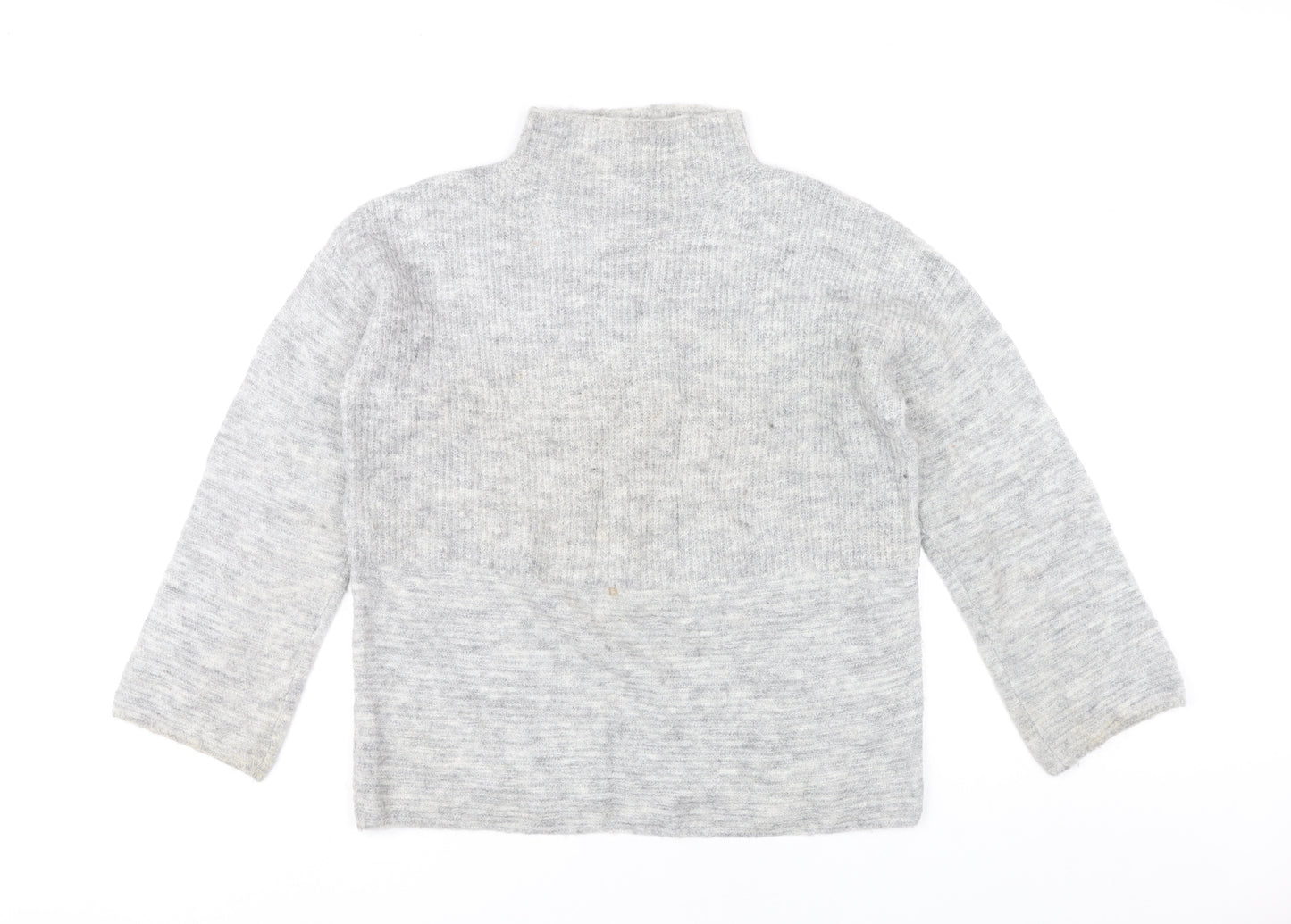 Next Women’s Grey Mock Neck Pullover Jumper Size 8 Knit Wool Blend