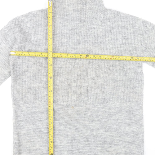 Next Women’s Grey Mock Neck Pullover Jumper Size 8 Knit Wool Blend