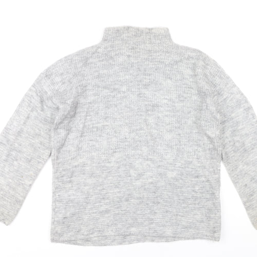 Next Women’s Grey Mock Neck Pullover Jumper Size 8 Knit Wool Blend