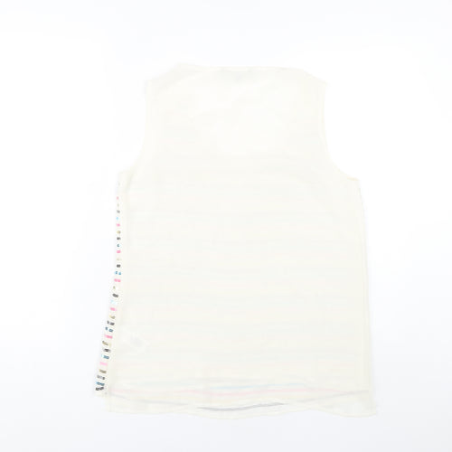 Red Herring Women's Ivory Sequin Stripe Scoop Neck Tank Top Size 12