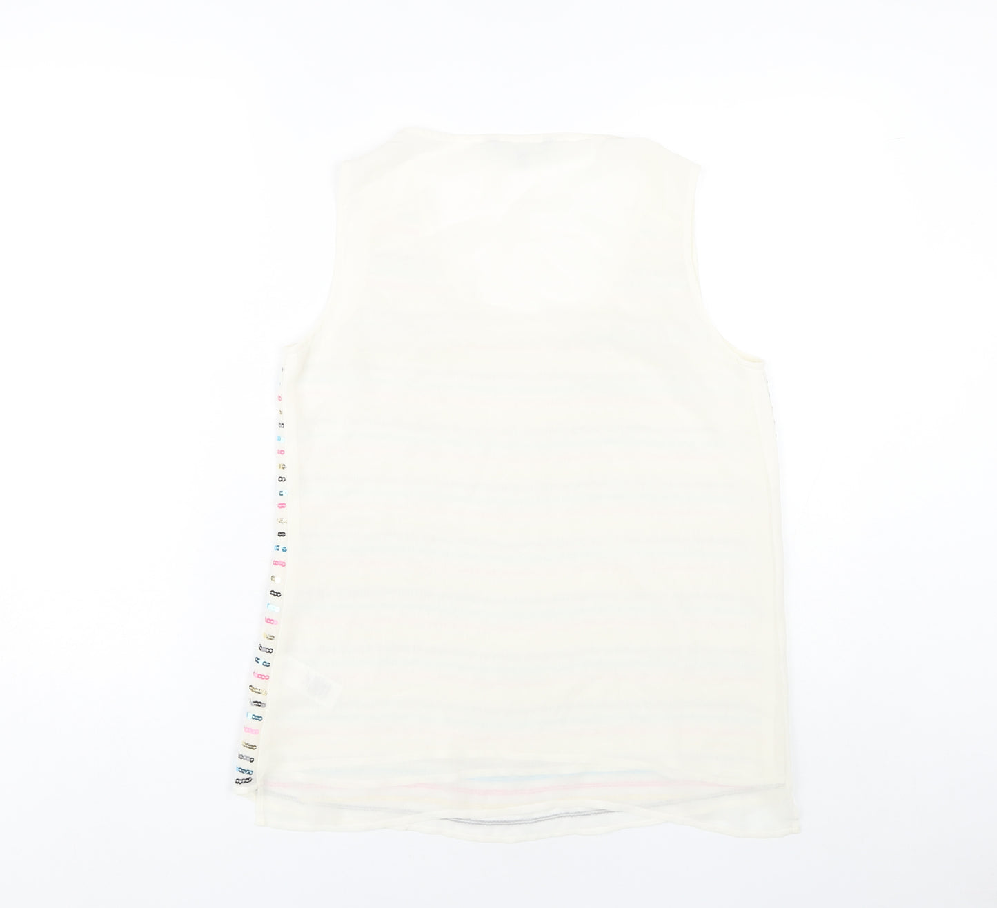 Red Herring Women's Ivory Sequin Stripe Scoop Neck Tank Top Size 12