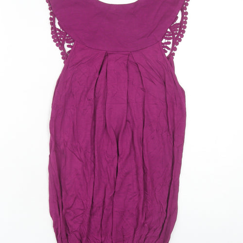 E-vie Womens Pink Crochet Trim Sleeveless Camisole Top Size 10-12