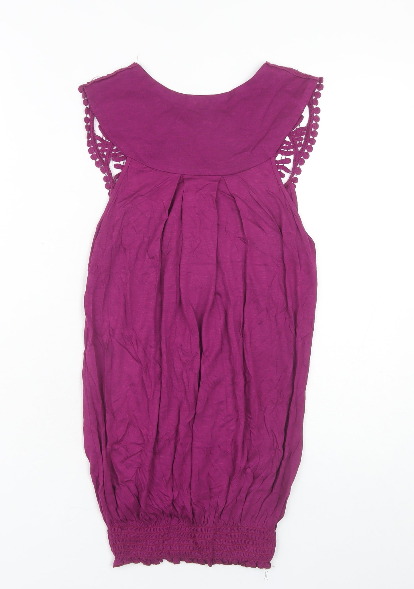 E-vie Womens Pink Crochet Trim Sleeveless Camisole Top Size 10-12