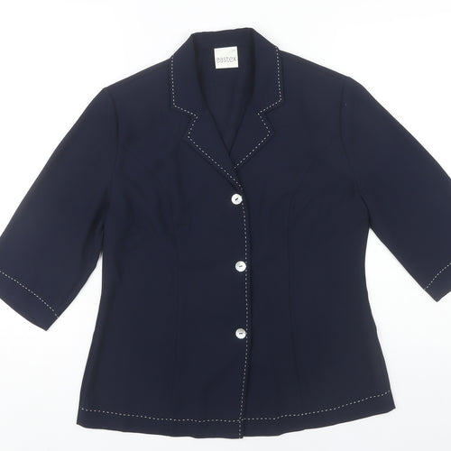 Eastex Women's Navy Blue Size 10 Button-Up 3/4 Sleeve Top