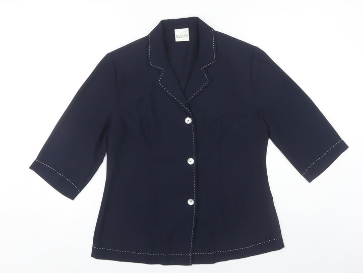 Eastex Women's Navy Blue Size 10 Button-Up 3/4 Sleeve Top