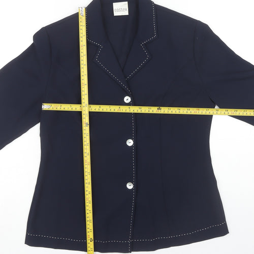 Eastex Women's Navy Blue Size 10 Button-Up 3/4 Sleeve Top