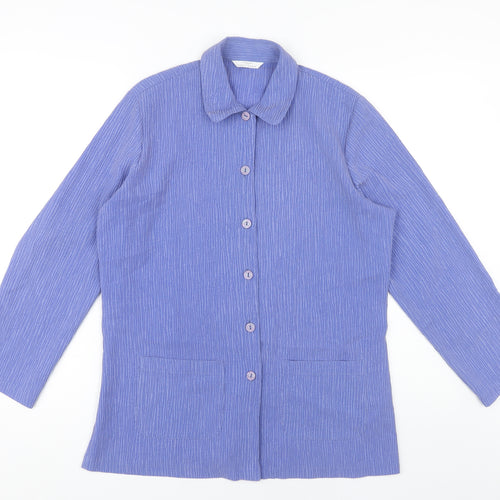 Marks & Spencer Women's Blue Size 12 Long Sleeve Button-Up Shirt