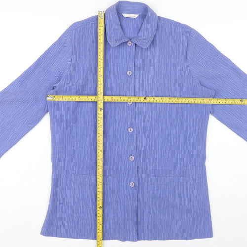 Marks & Spencer Women's Blue Size 12 Long Sleeve Button-Up Shirt