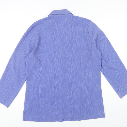 Marks & Spencer Women's Blue Size 12 Long Sleeve Button-Up Shirt