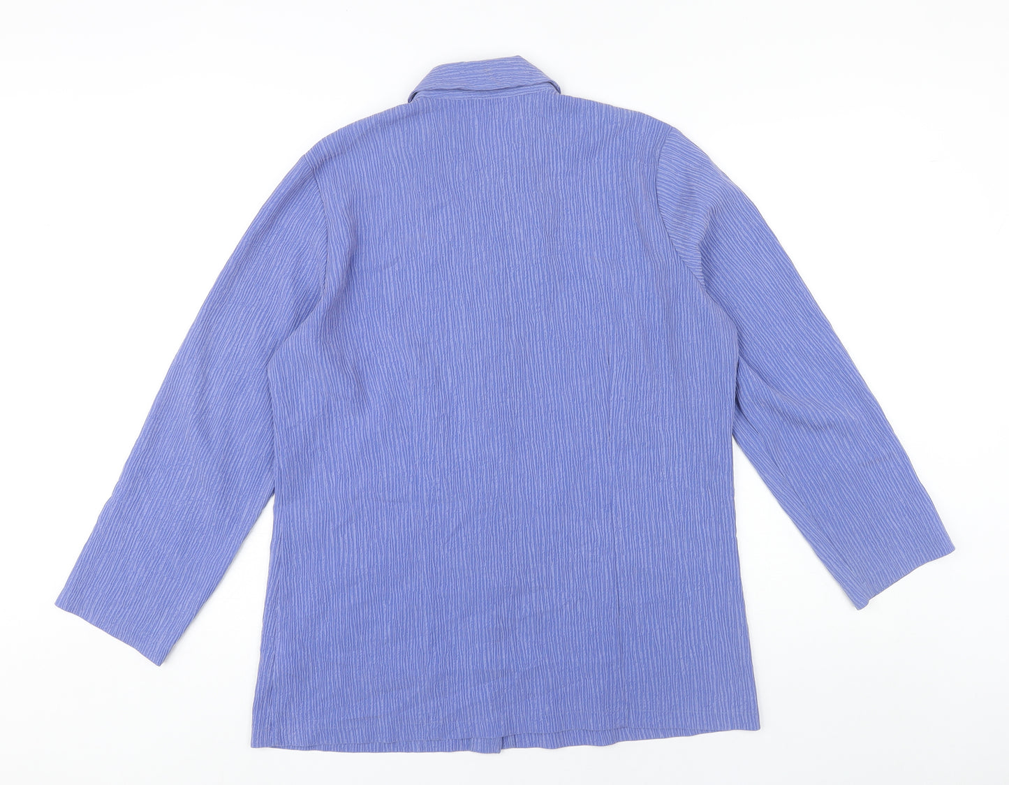 Marks & Spencer Women's Blue Size 12 Long Sleeve Button-Up Shirt