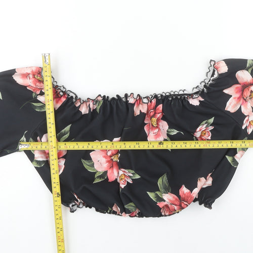 New Look Women’s Black Floral Off Shoulder Cropped Blouse Size 18