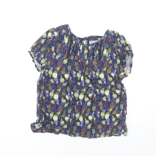 Mantaray Women’s Multicoloured Tropical Blouse Size 10 Short Sleeve Viscose