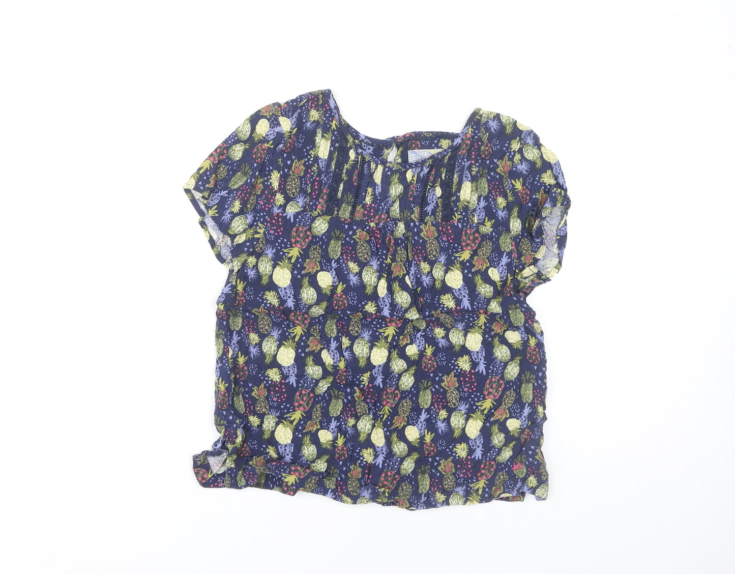 Mantaray Women’s Multicoloured Tropical Blouse Size 10 Short Sleeve Viscose