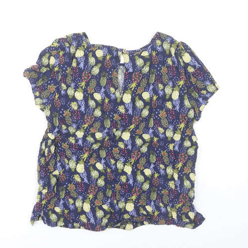 Mantaray Women’s Multicoloured Tropical Blouse Size 10 Short Sleeve Viscose