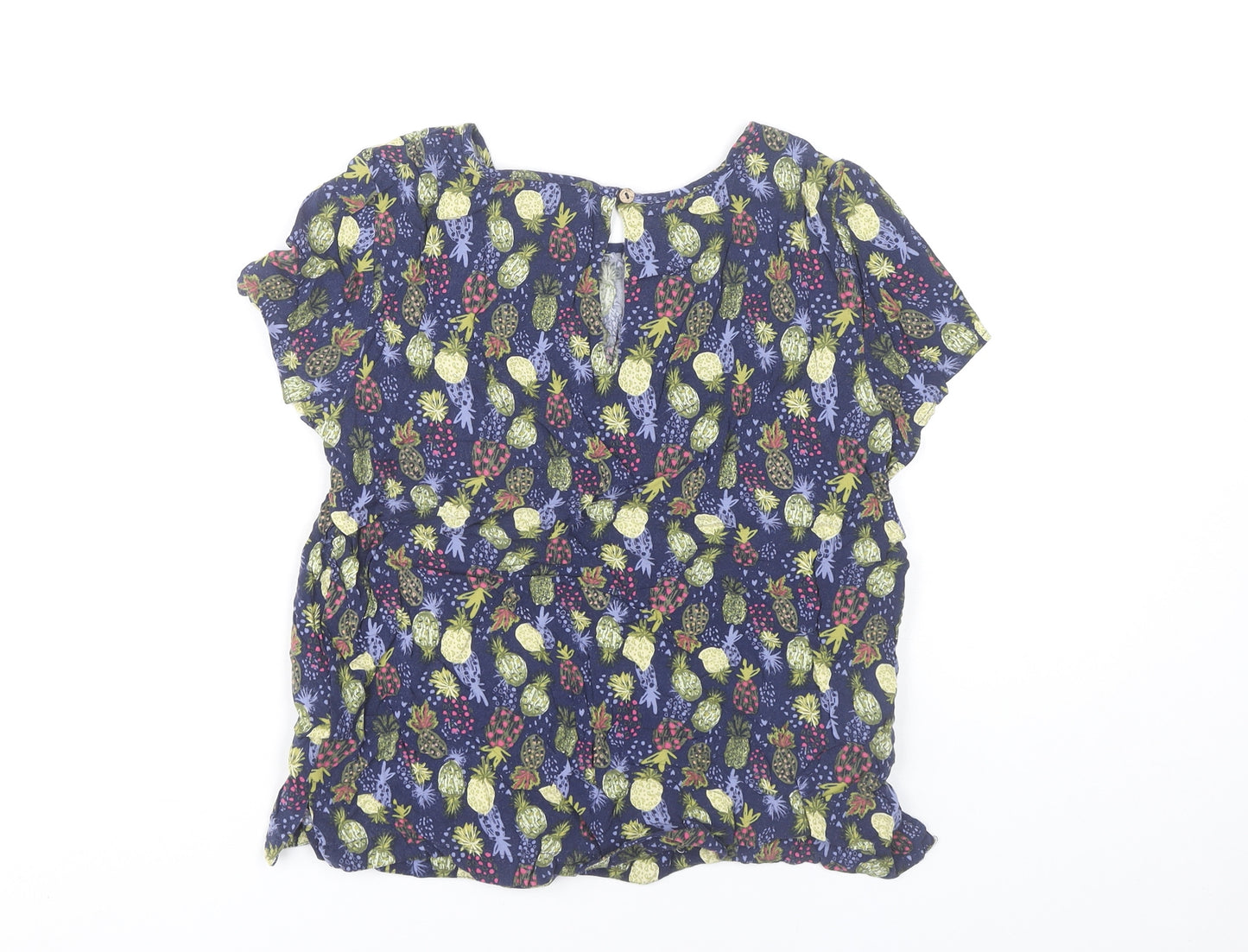 Mantaray Women’s Multicoloured Tropical Blouse Size 10 Short Sleeve Viscose