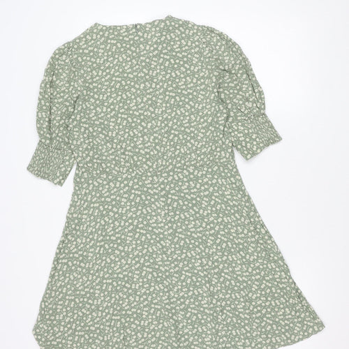 Next Women's Green Floral Knee Length A-Line Dress Size 12