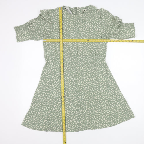 Next Women's Green Floral Knee Length A-Line Dress Size 12