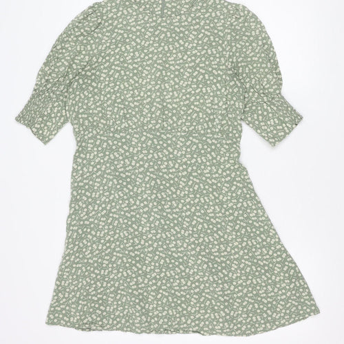 Next Women's Green Floral Knee Length A-Line Dress Size 12