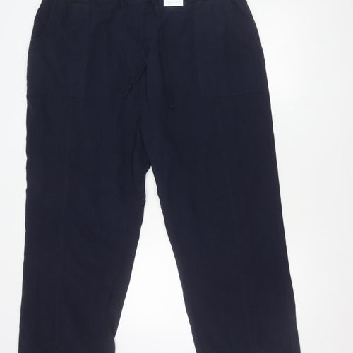 Yours Womens Blue Plus Size 22-24 Cargo Trousers with Pockets