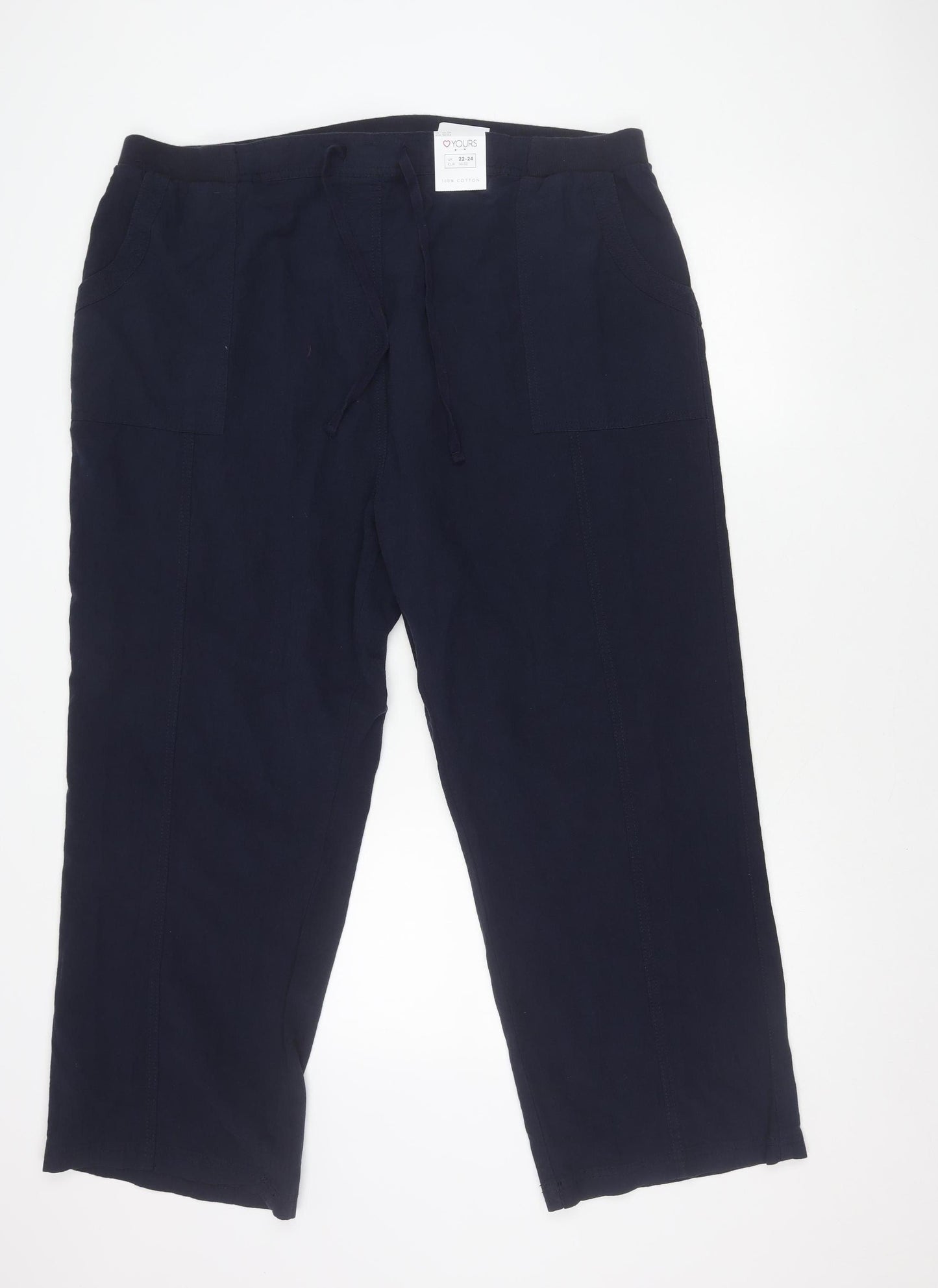 Yours Womens Blue Plus Size 22-24 Cargo Trousers with Pockets