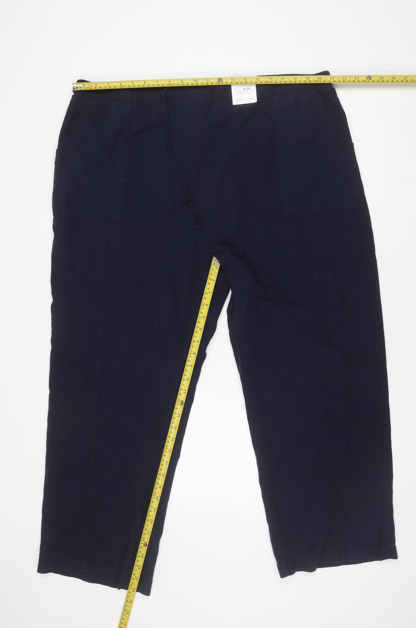 Yours Womens Blue Plus Size 22-24 Cargo Trousers with Pockets
