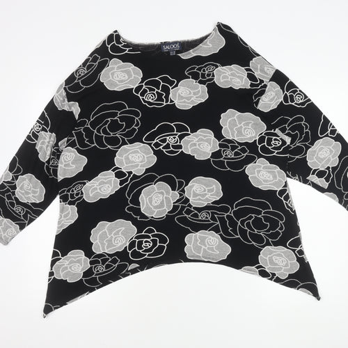 Saloos Womens Black Floral Tunic Blouse Size 18 Viscose Stretch