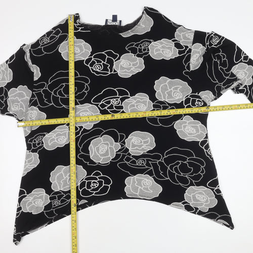 Saloos Womens Black Floral Tunic Blouse Size 18 Viscose Stretch