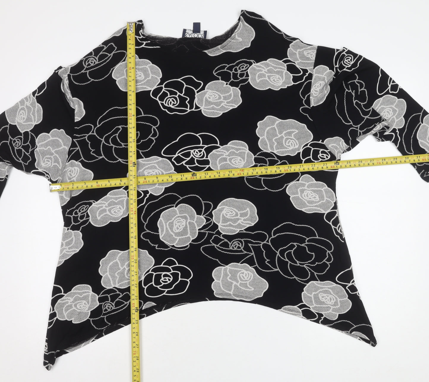 Saloos Womens Black Floral Tunic Blouse Size 18 Viscose Stretch
