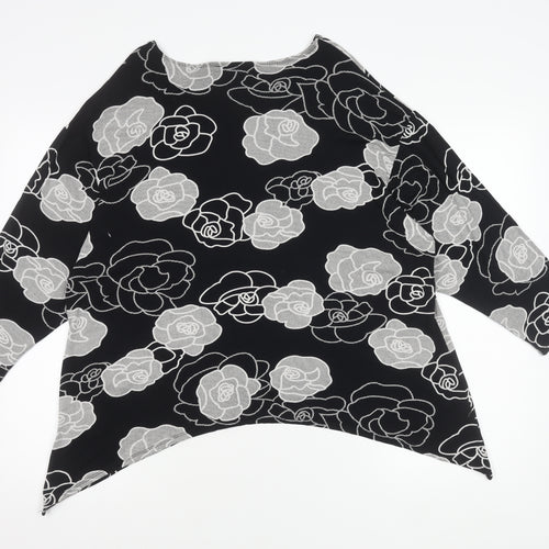 Saloos Womens Black Floral Tunic Blouse Size 18 Viscose Stretch