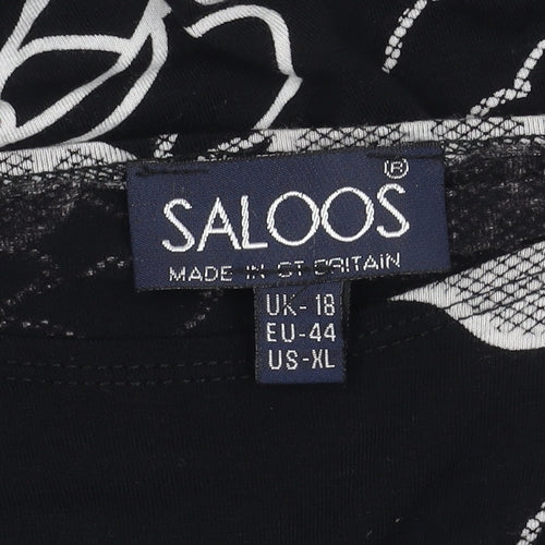Saloos Womens Black Floral Tunic Blouse Size 18 Viscose Stretch